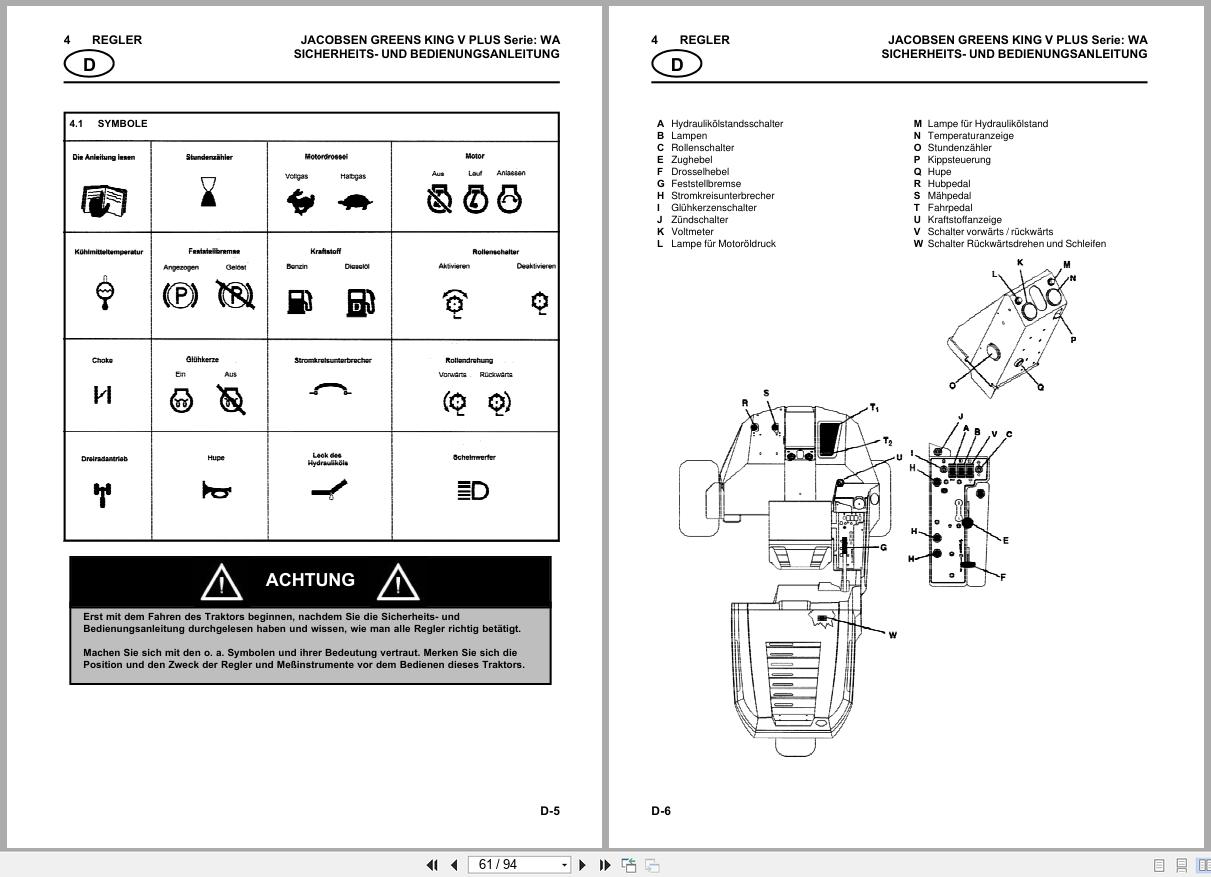 Jacobsen Mower Greens King V Plus Safety Operation Manual 24207GR0 2000 EN FR DE NL IT (2)