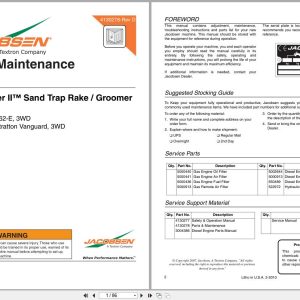 Jacobsen Mower Groom Master II Parts Maintenance Manual 4130278 2010 (1)