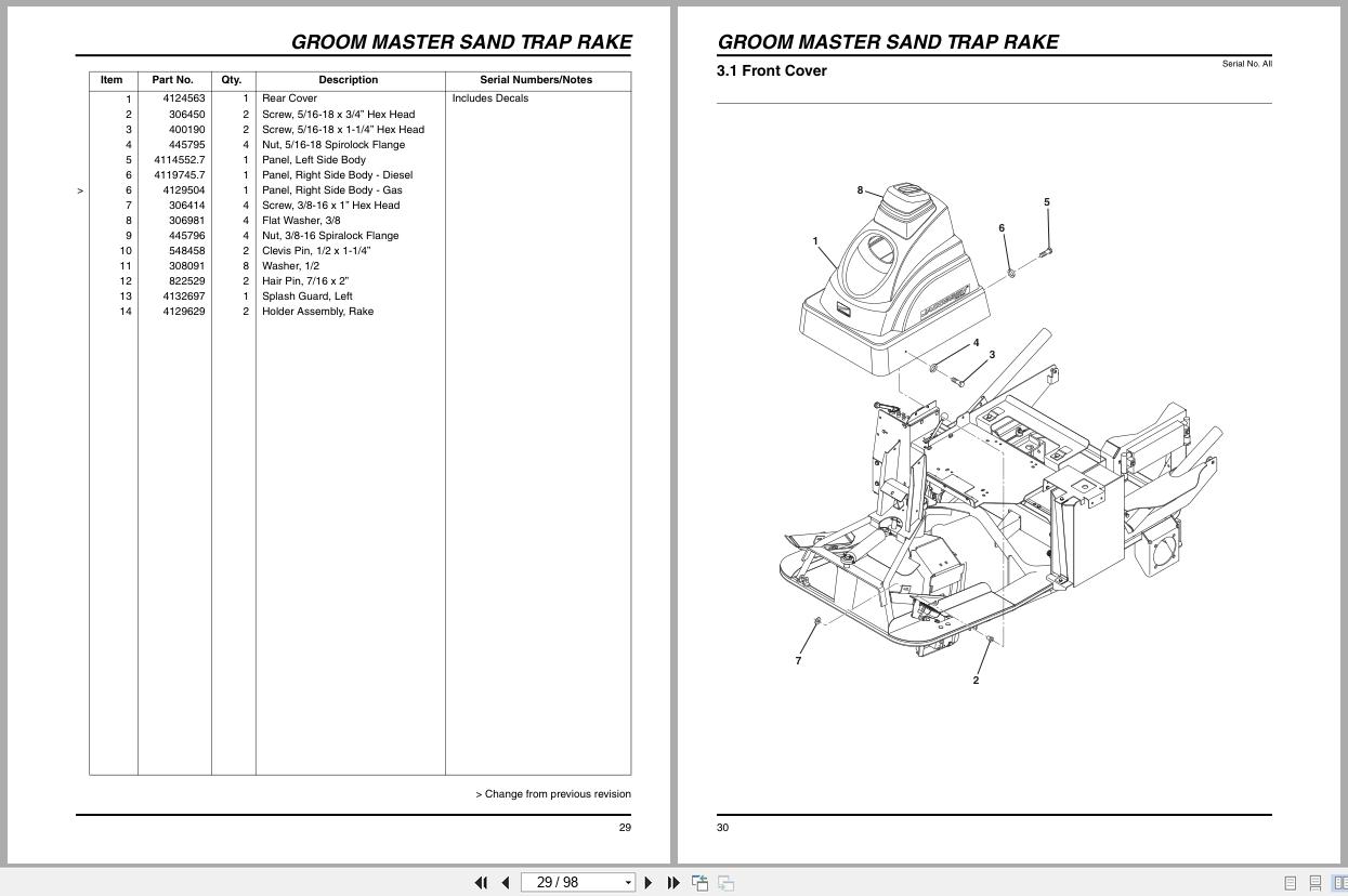 Jacobsen Mower Groom Master II Parts Maintenance Manual 4201266 A 2012 (3)