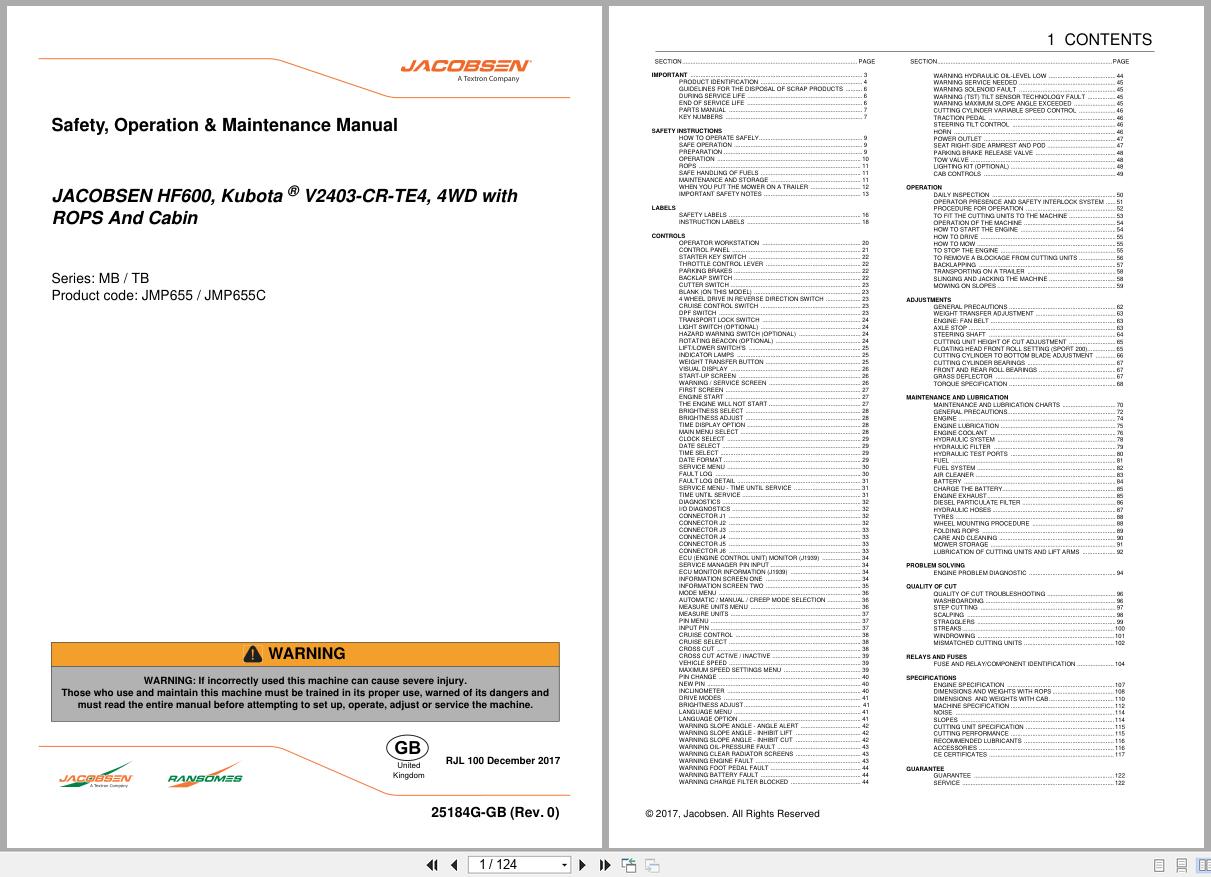 Jacobsen Mower HF600 Safety Operation Maintenance Manual 25184G GB R0 2017 (1)