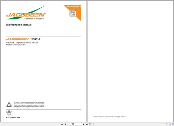 Jacobsen Mower Hr 6010 Maintenance Manual 24683G Gb R3 2009 (1)