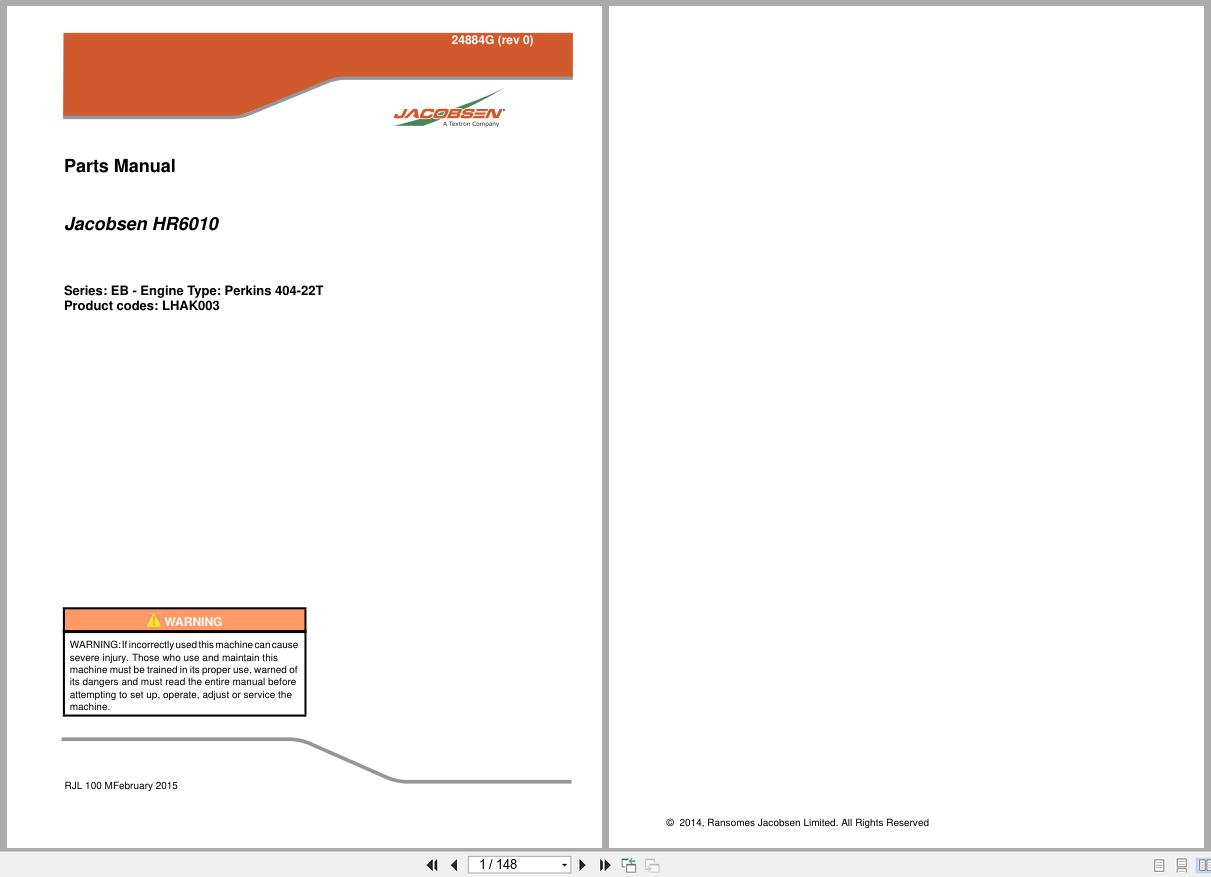 Jacobsen Mower HR 6010 Parts Manual 24884G R0 2014 (1)