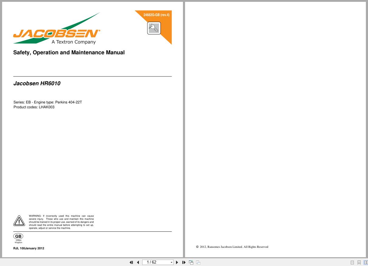Jacobsen Mower HR 6010 Safety Operation Manual 24682G GB R4 2012 (1)
