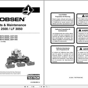 Jacobsen Mower LF 2500 LF 3050 Setup Parts Maintenance Manual 4114799 2001 (1)