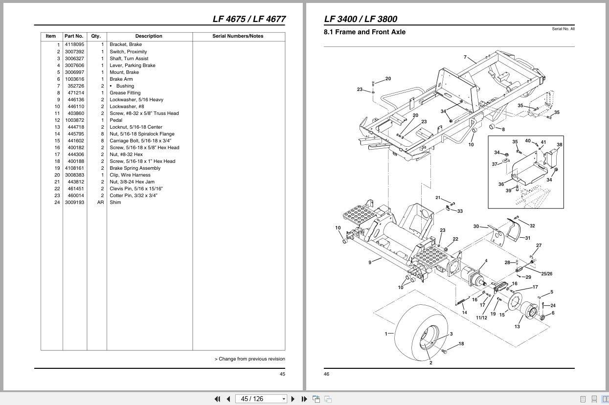 Jacobsen Mower LF 3400 3800 4675 4677 Parts Maintenance Manual 4100741 B 2005 (2)