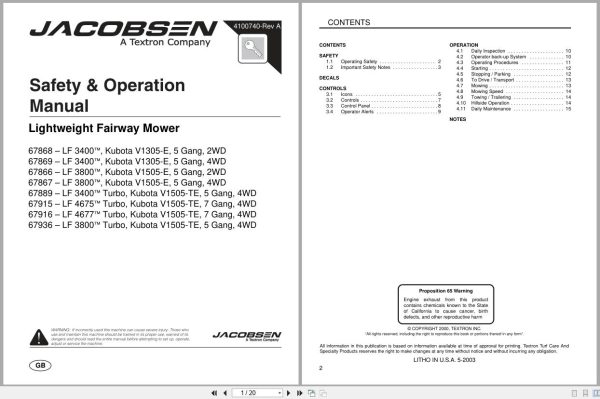 Jacobsen Mower LF 3400 3800 4675 4677 Safety Operation Manual 4100740 A 2003 (1) Jacobsen Mower Lf 3400 3800 4675 4677 Safety Operation Manual 4100740 A 2003 (1)