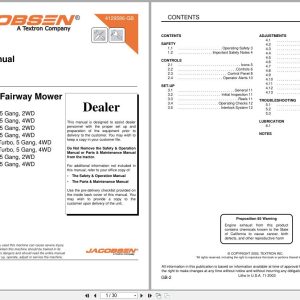 Jacobsen Mower LF 3400 LF 3407 LF 3800 Dealer Manual 4129586 GB (1)