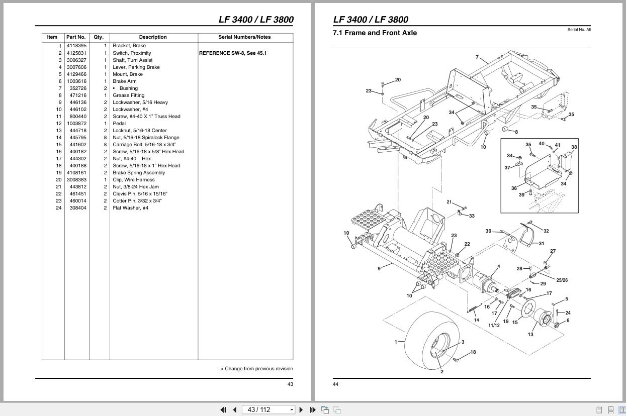 Jacobsen Mower LF 3400 LF 3407 LF 3800 Parts Maintenance Manual 4129587 A 2005 (2)