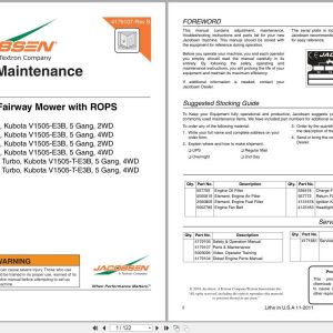 Jacobsen Mower LF 3400 LF 3800 Parts Maintenance Manual 4179107 B 2011 (1)