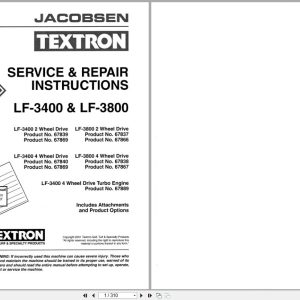 Jacobsen Mower LF 3400 LF 3800 Service Repair Manual 4171661 (1)