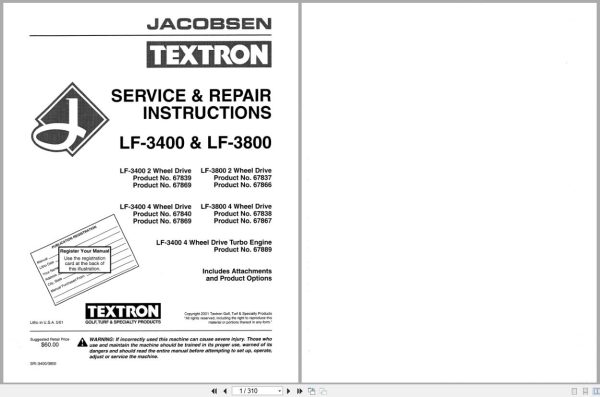Jacobsen Mower Lf 3400 Lf 3800 Service Repair Manual 4171661 (1)