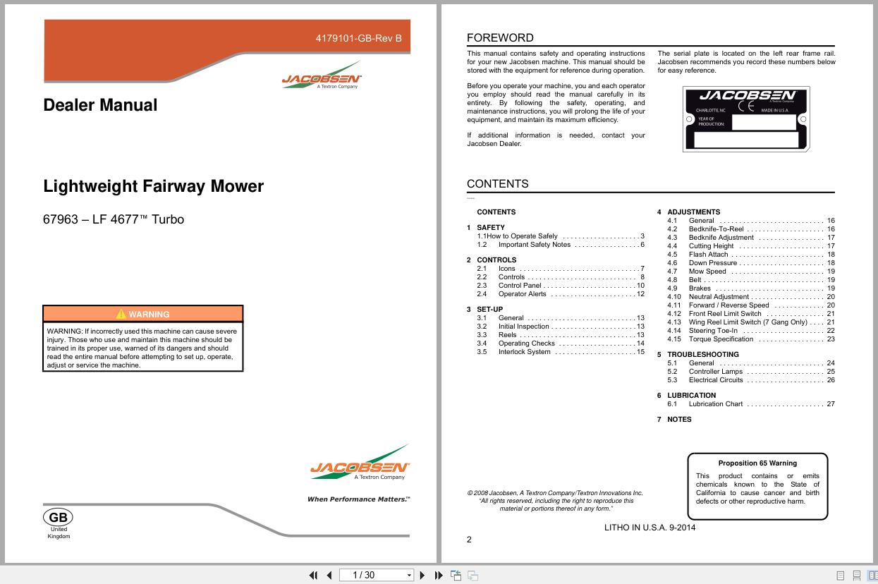 Jacobsen Mower LF 4677 Dealer Manual 4179101 GB RB 2014 (1)