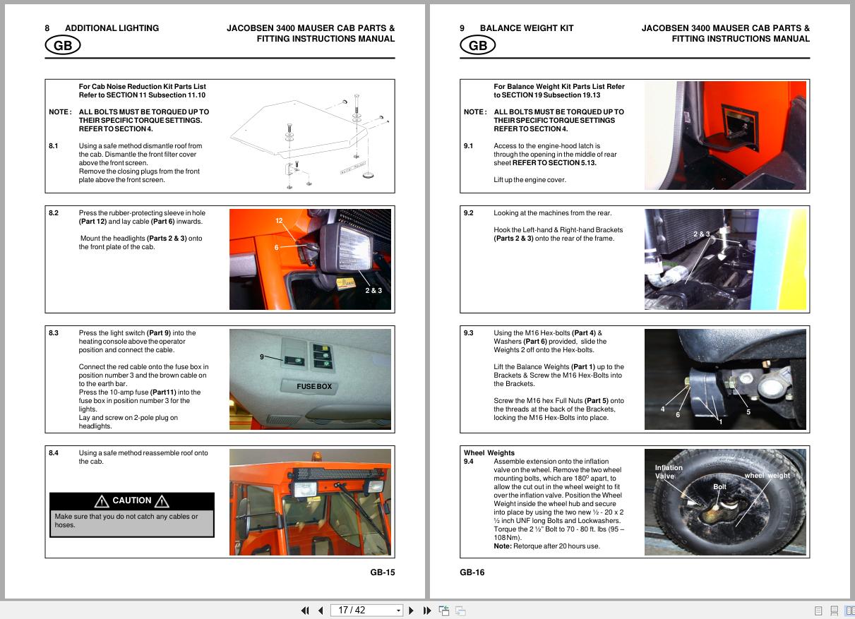 Jacobsen Mower LF3400 Mauser Cab Parts Fitting Instruction Manual 24427GR0 2000 (2)