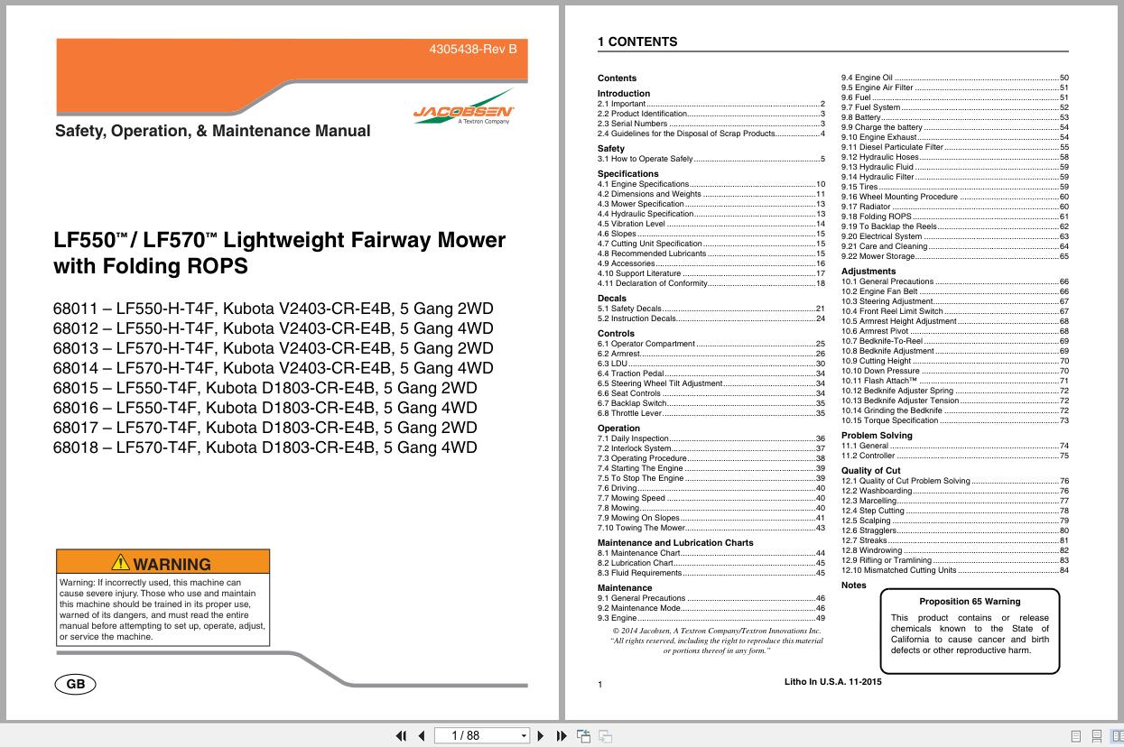 Jacobsen Mower LF550 LF570 Safety Operation Maintenance Manual 4305438 B 2015 (1)