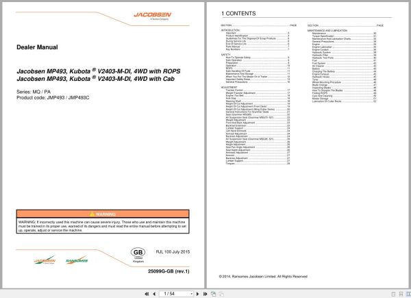 Jacobsen Mower MP493 Dealer Manual 25099G GB R1 2014 (1) Jacobsen Mower Mp493 Dealer Manual 25099G Gb R1 2014 (1)