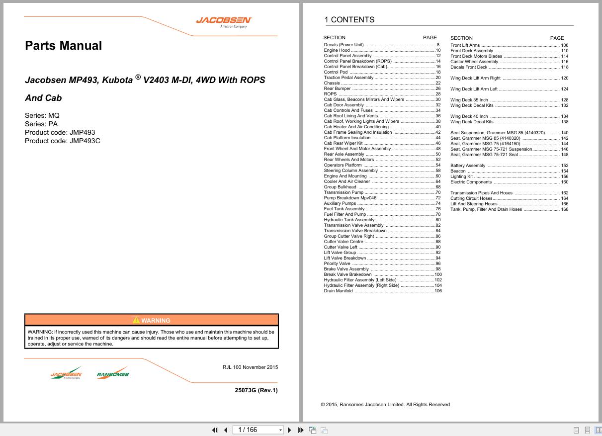 Jacobsen Mower MP493 Parts Manual 25073G R1 2015 (1)