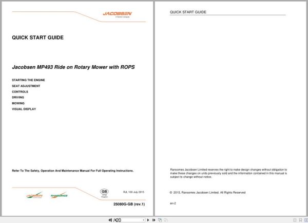 Jacobsen Mower Mp493 Quick Start Owners Guide 25086G Gb R1 2015 (1)