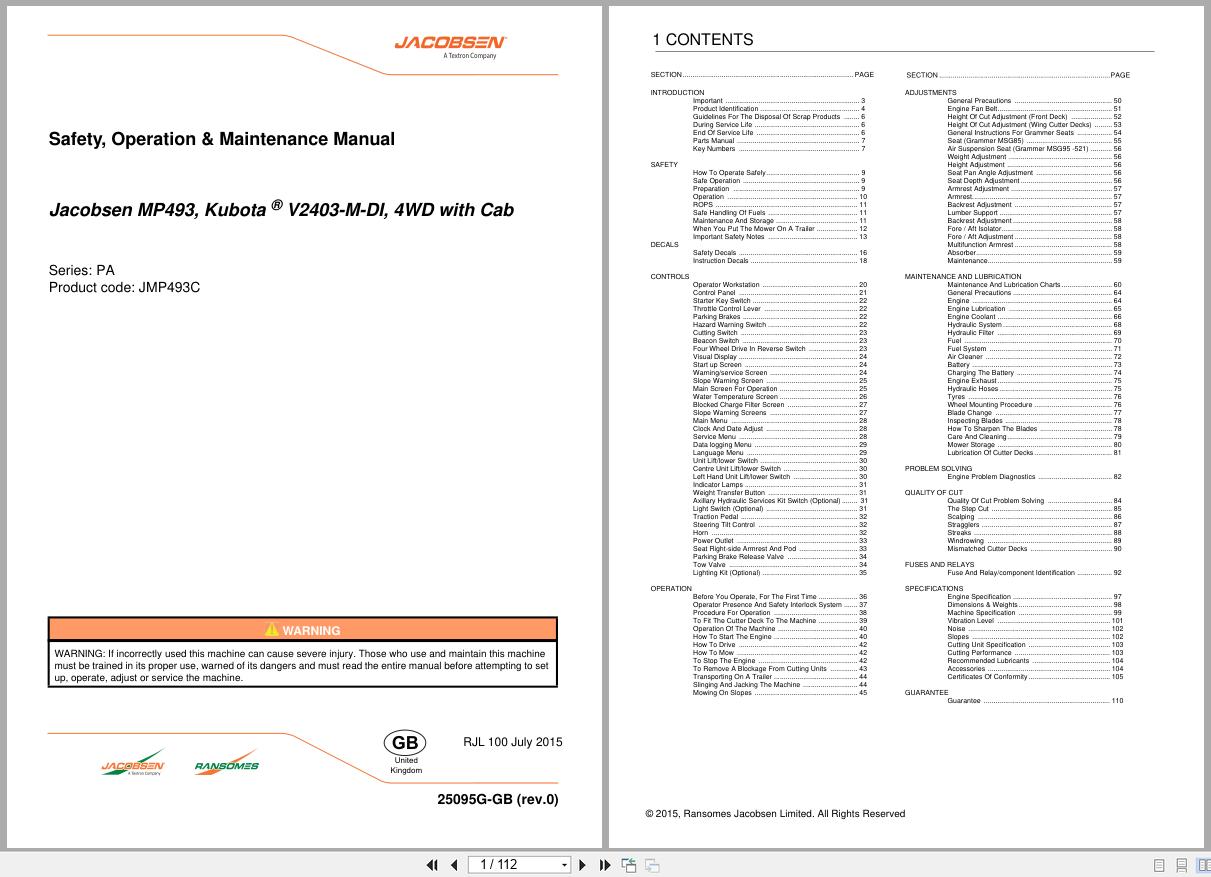 Jacobsen Mower MP493 Safety Operation Maintenance Manual 25095G GB R0 2015 (1)