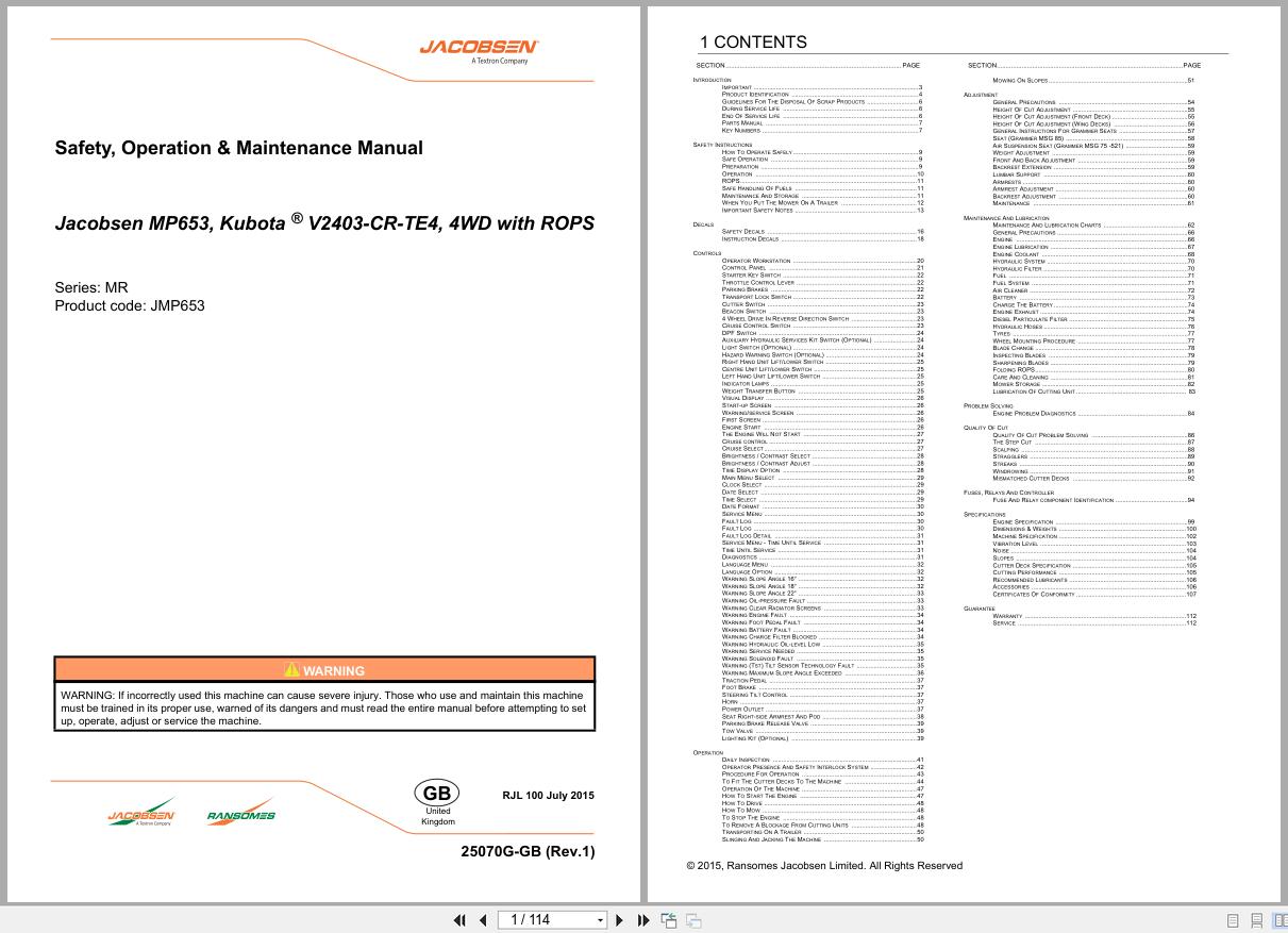 Jacobsen Mower MP653 Safety Operation Maintenance Manual 25070G GB R1 2015 (1)