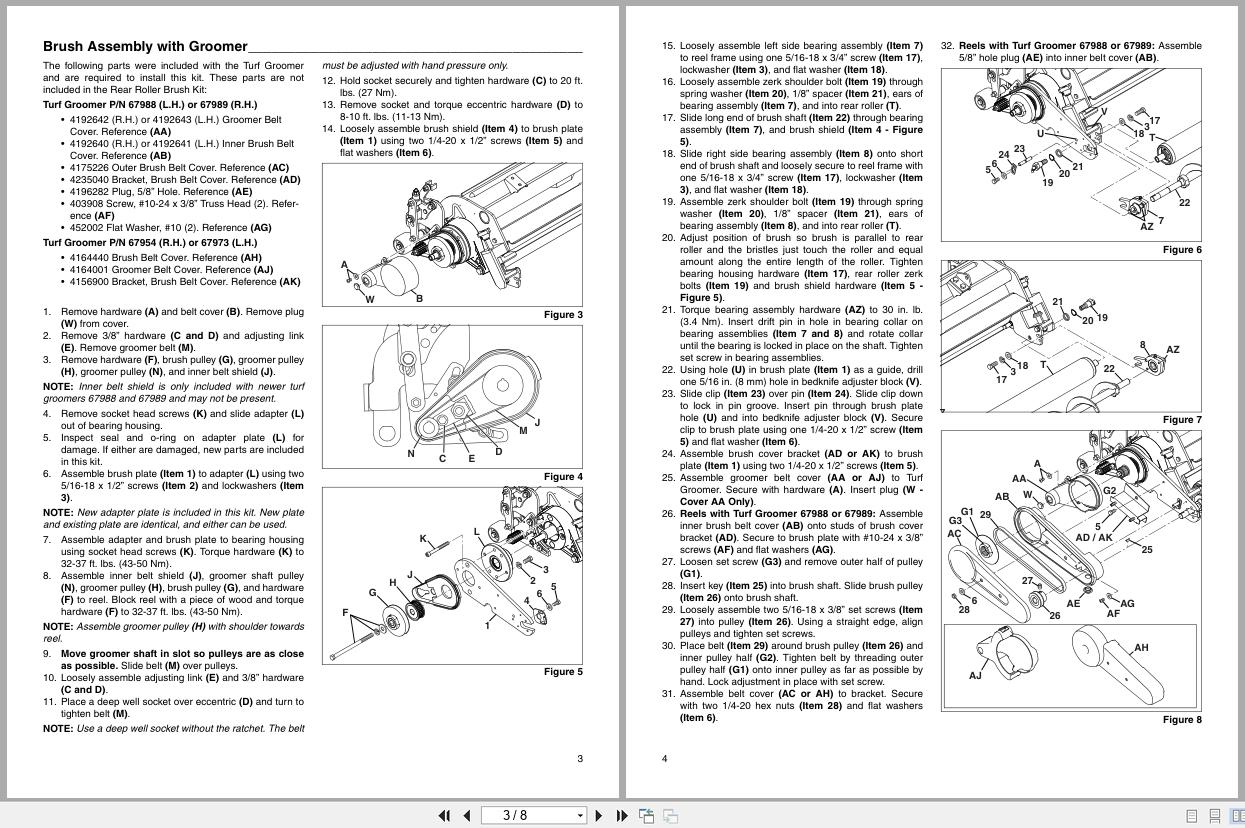 Jacobsen Mower Rear Roller Brush 62821 Instruction Sheet 4223925 2011 (2)