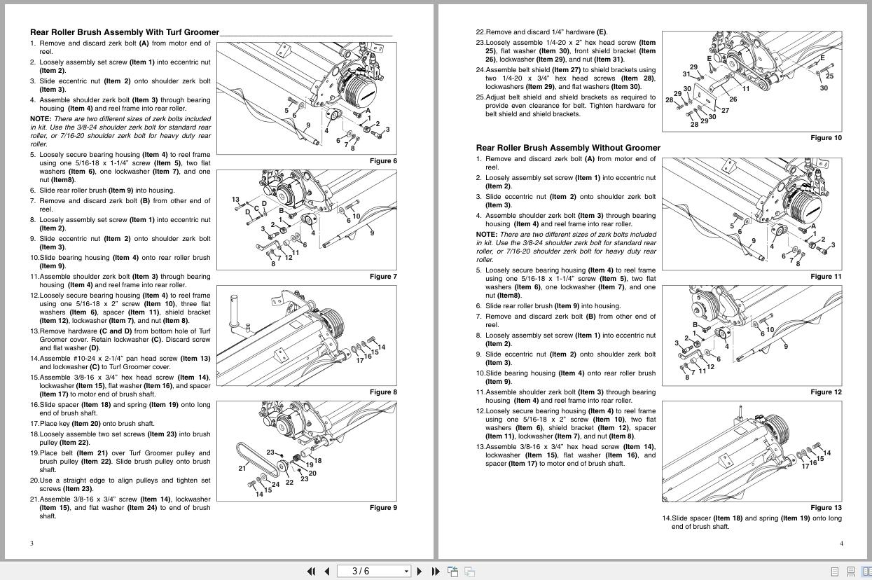 Jacobsen Mower Rear Roller Brush Kit 62818 Instruction Sheet 4226620 C (2)