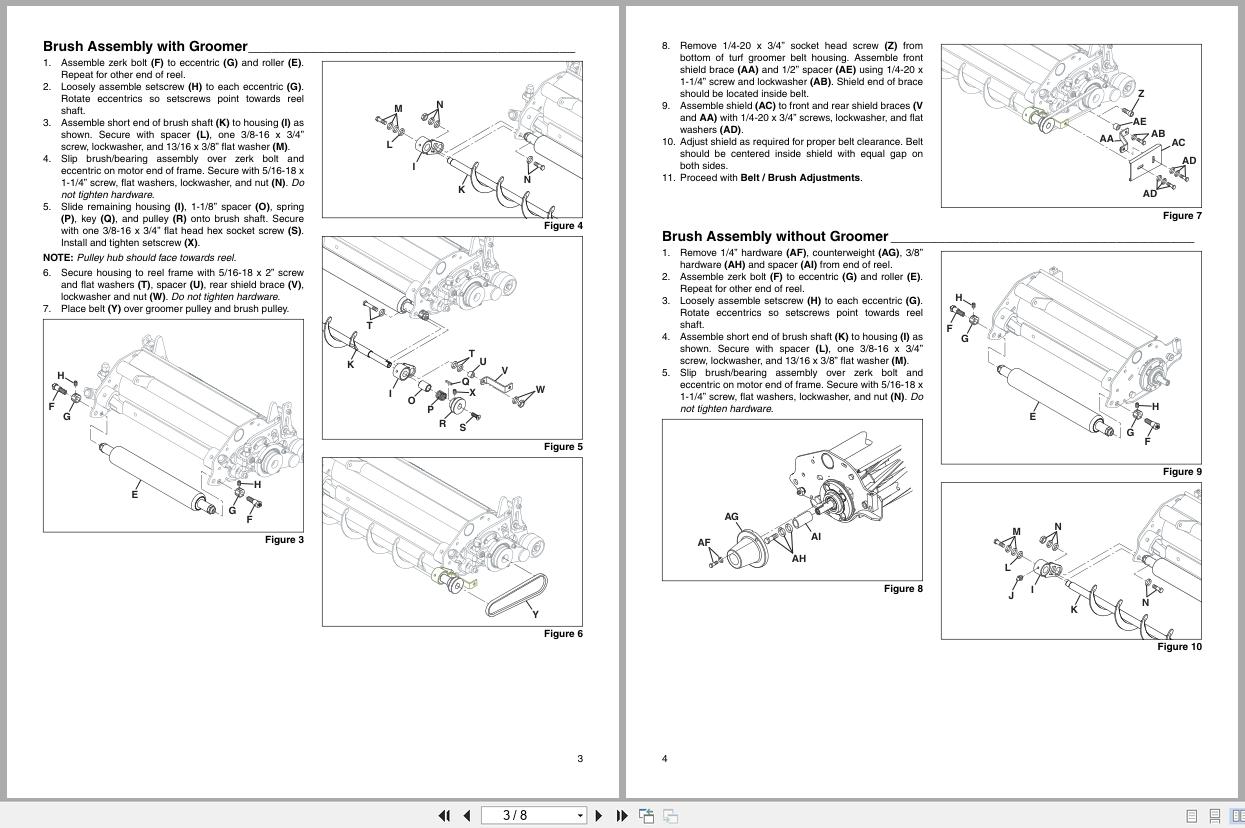 Jacobsen Mower Rear Roller Brush SLF530 Instruction Sheet 4223923 B (2)
