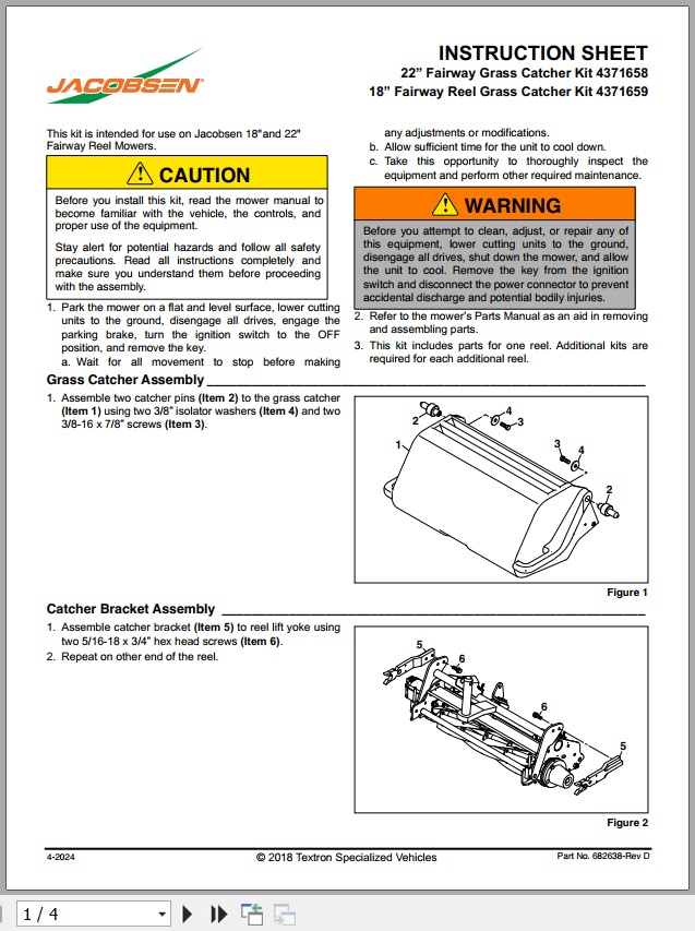 Jacobsen Mower SLF530 Grass Catcher Instruction Sheet 682638 D 2018 (1)