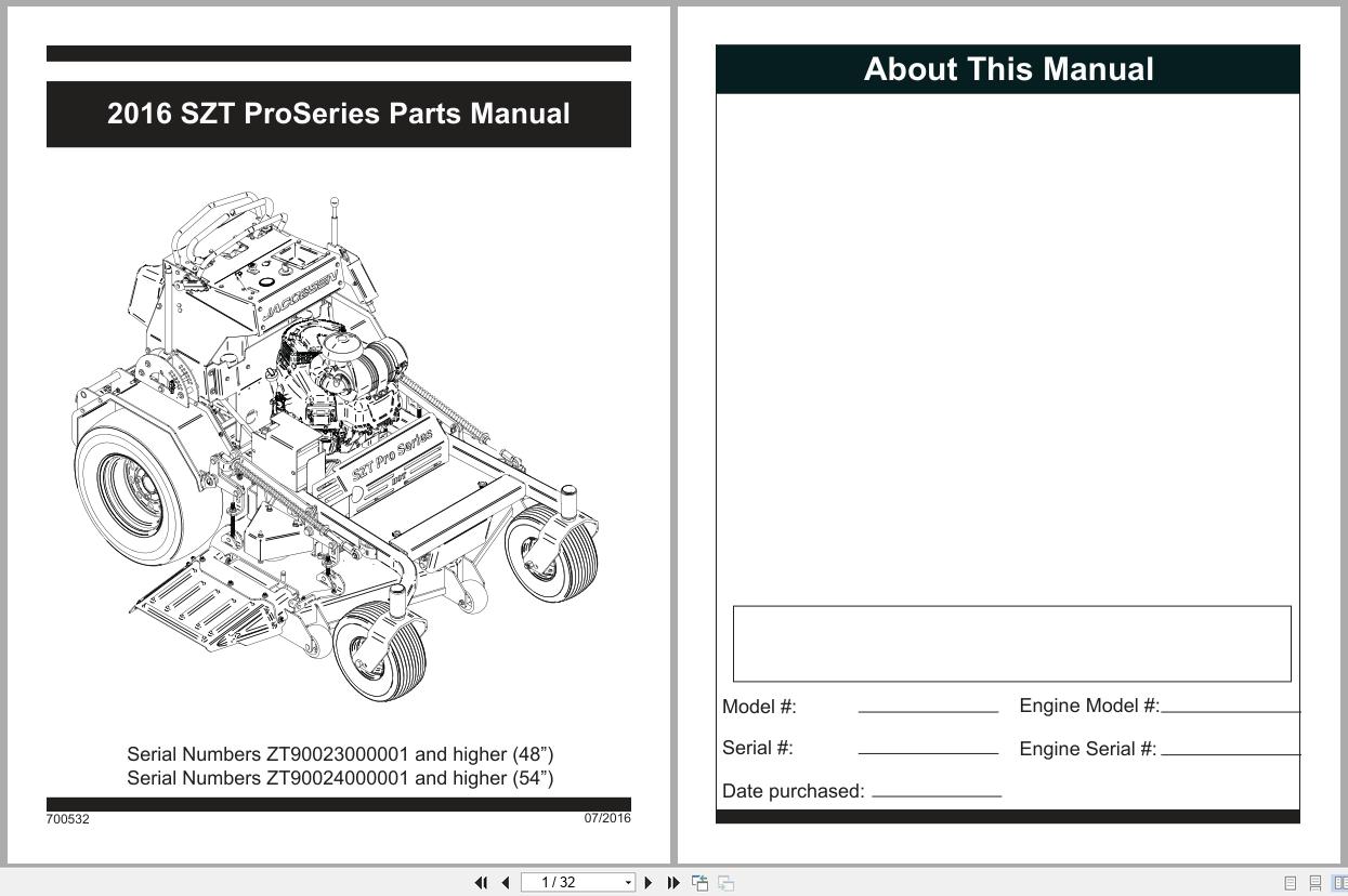 Jacobsen Mower SZT Pro Series Parts Manual 700532 SZT 2016 (1)