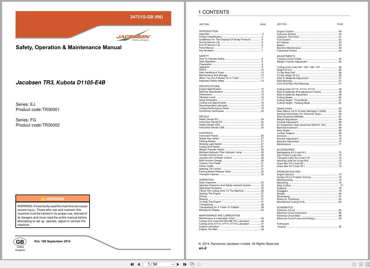 Jacobsen Mower TR 3 Safety Operation Maintenance Manual 24731G GB R6 (1)