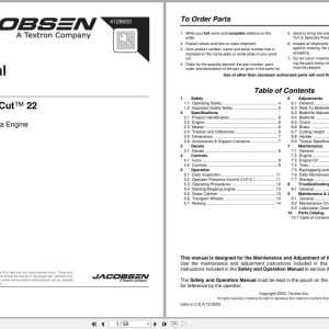 Jacobsen Mower Tournament Cut 22 Technical Manual 4128650 2003 (1)