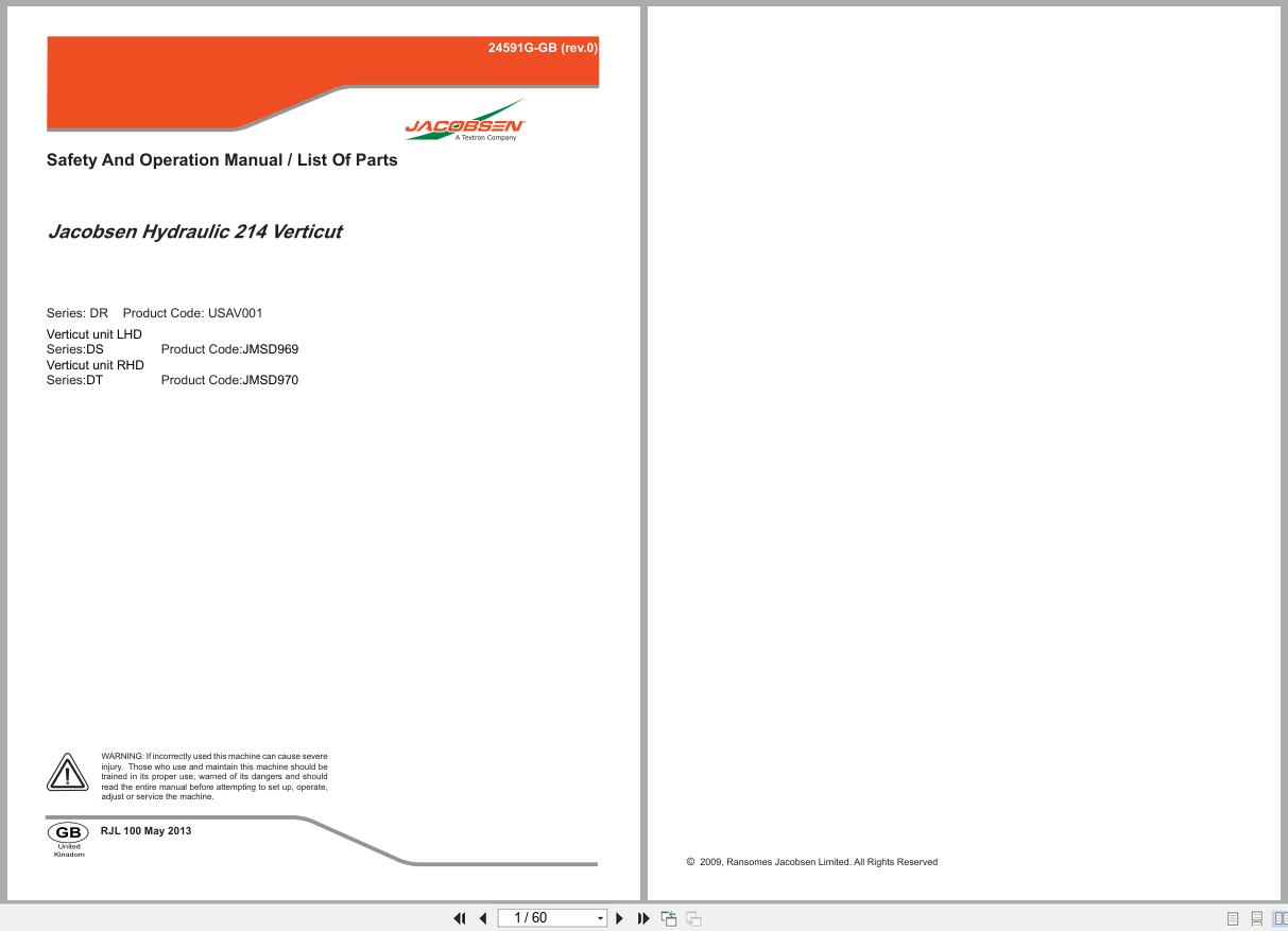 Jacobsen Mower Verticut 214 Safety Operation Parts Manual 24591G GB 2013 (1)