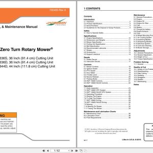Jacobsen Mower WZT Pro Series Safety Operation Maintenance Manual 700465 A 2015 (1)