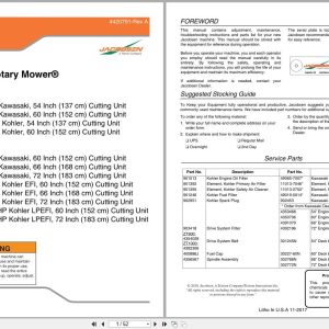 Jacobsen Mower ZT900 ZT1000 Series Parts Manual 4420791 2017 (1)