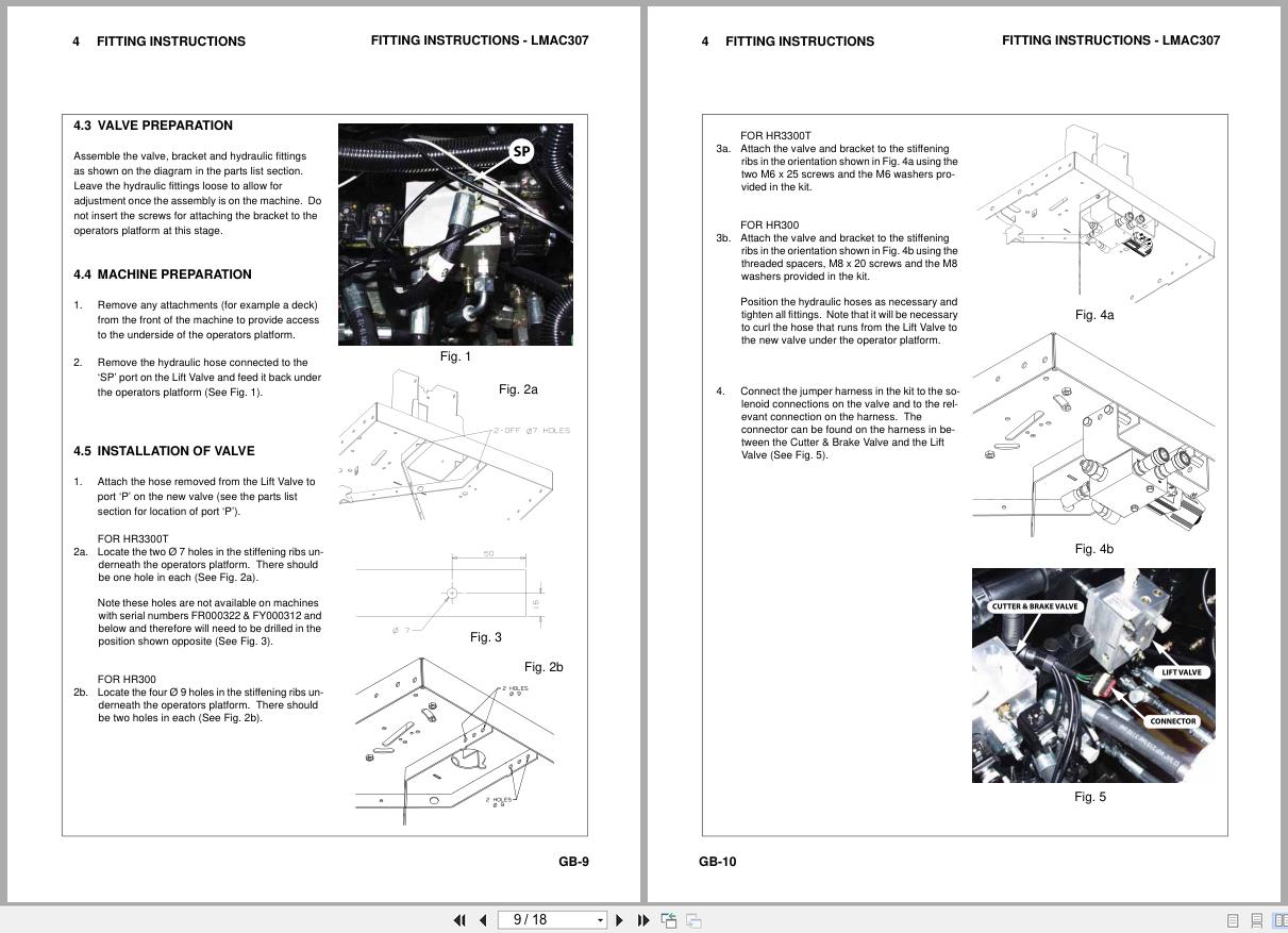 Jacobsen Ransomes Mower Auxiliary Hydraulic Services Kit LMAC307 Fitting Instruction 24836G R2 2011 (2)