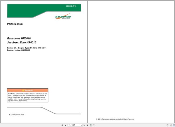 Jacobsen Ransomes Mower Hr 6010 Parts Manual 24840G R1 2014 (1)