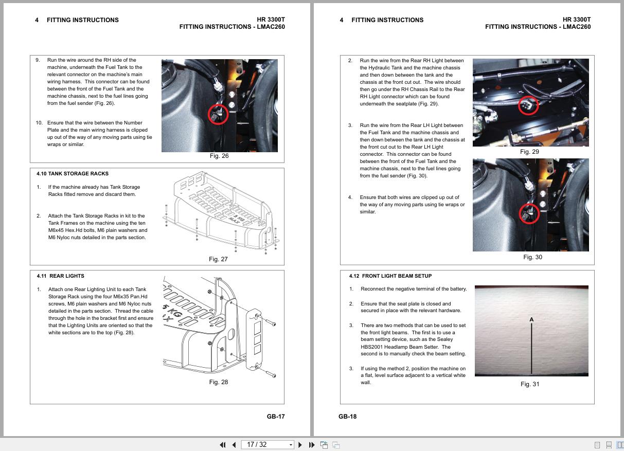 Jacobsen Ransomes Rotary Mower HR 3300T Lighting Kit LMAC260 LMAC297 Fitting Instructions 24850G 2008 (2)