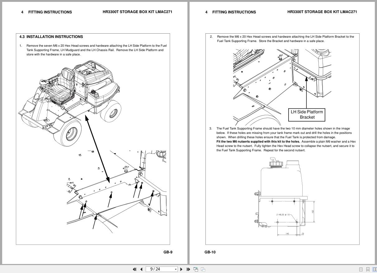 Jacobsen Ransomes Rotary Mower HR 3300T Storage Box Kit LMAC271 Fitting Instructions 24856G 2008 (2)