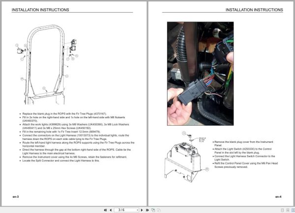 Jacobsen Reel Mower F305 F407 Lighting Field Kit Fitting Instructions 100033919 A (2)