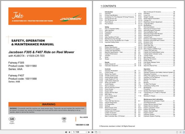 Jacobsen Reel Mower F305 F407 Safety Operation Maintenance Manual 10033001 C GB (1) Jacobsen Reel Mower F305 F407 Safety Operation Maintenance Manual 10033001 C Gb (1)