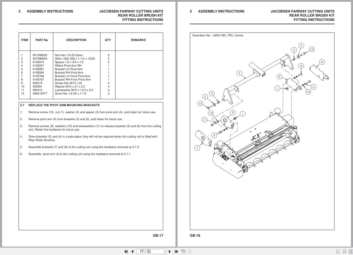 Jacobsen Reel Mower F407 Roller Brush Kit Fitting Instructions 24795G GB 2013 (2)