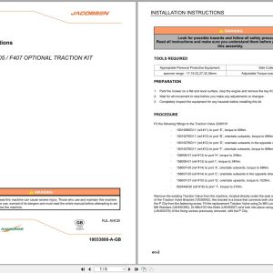 Jacobsen Reel Mower F407 Traction Kit Fitting Instructions 10033800 A (1)