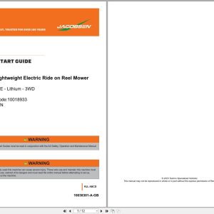 Jacobsen Reel Mower SLF1 ELiTE Quick Start Owners Guide 10038301 2023 (1)