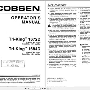 Jacobsen Reel Mower Tri King 1672D 1684D Operation Manual 367180 1992 (1)