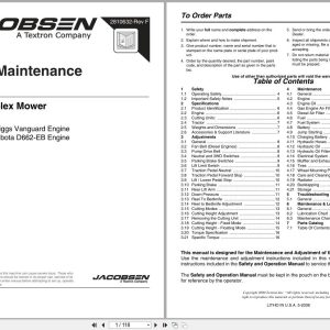 Jacobsen Reel Mower Tri King 1800G 1900D Parts Maintenance Manual 2810632 F (1)