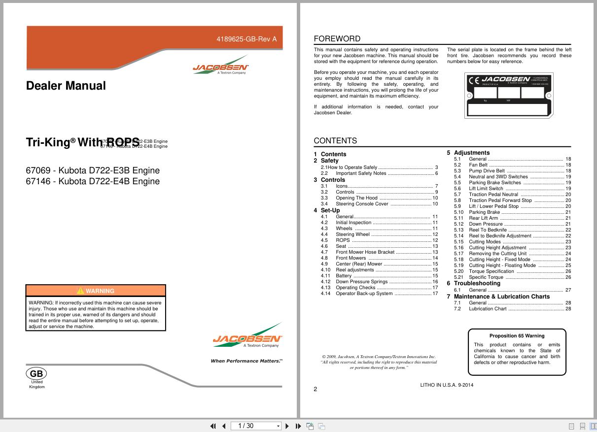 Jacobsen Reel Mower Tri King Dealer Manual 4189625 GB RA 2014 (1)