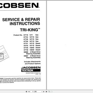 Jacobsen Reel Mower Tri King Service Repair Instruction 4171673 1988 (1)