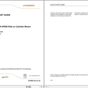 Jacobsen Ride on Cylinder Mower HF600 Quick Start Owners Guide 25186G 2017 (1)