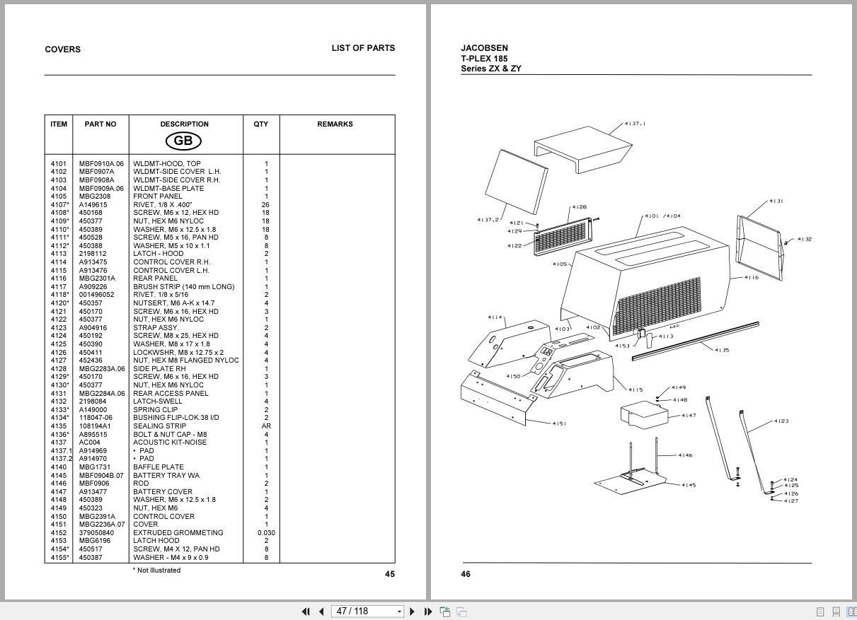 Jacobsen Ride on Mower T Plex 185 Parts Manual 24375GR2 (2)