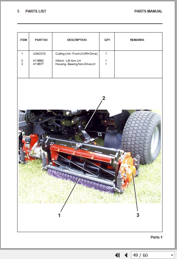 Jacobsen Ride on Mower T Plex 185 Parts Manual 24539GR0 (2)