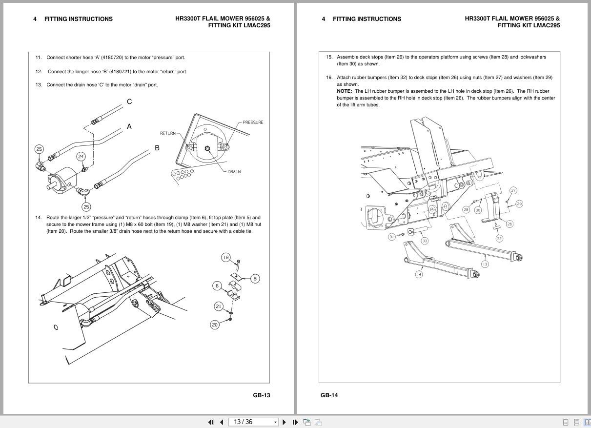 Jacobsen Rotary Flail Mower HR 3300T 956025 Fitting Kit LMAC295 Fitting Instruction 24848G 2008 (2)